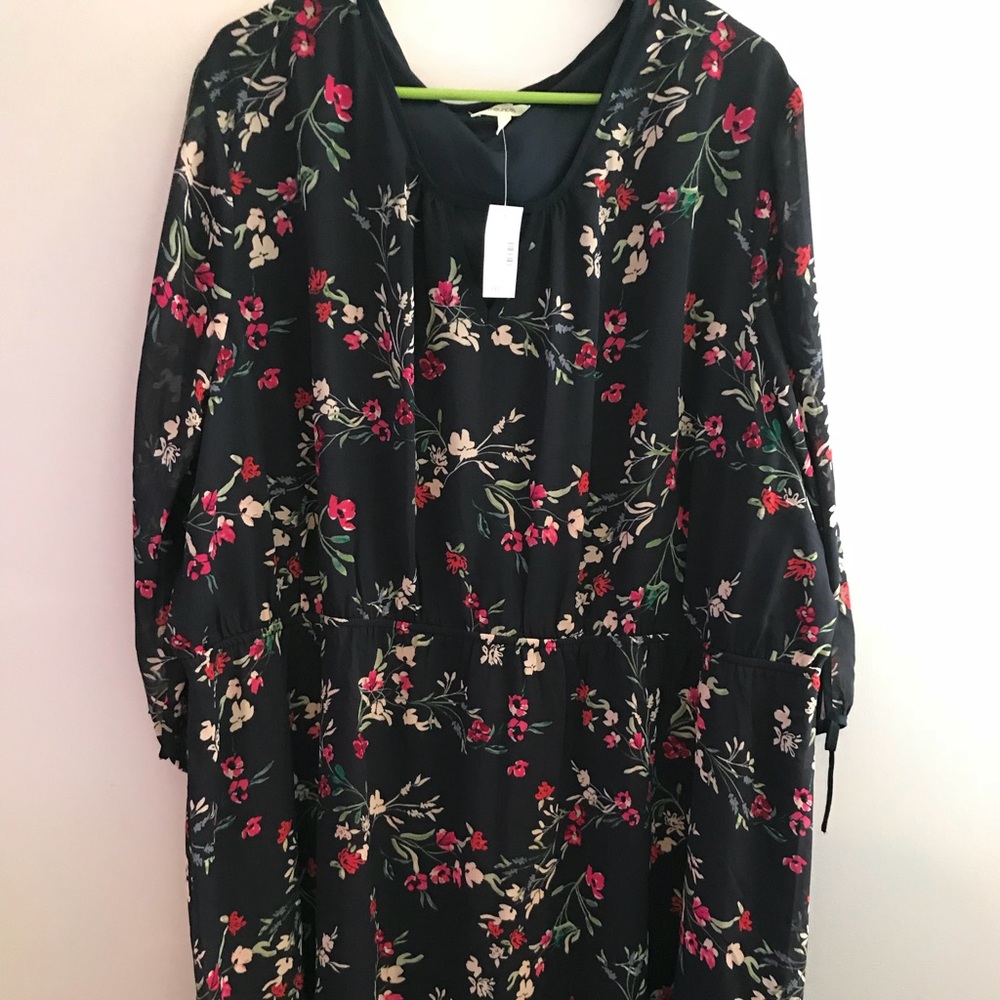 Maurice’s Chiffon Navy Blue Flower Print Dress